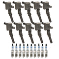 Set of 10 Ignition Coils & Double Iridium Spark Plugs for Ford 6.8L V10 (2000–2008)