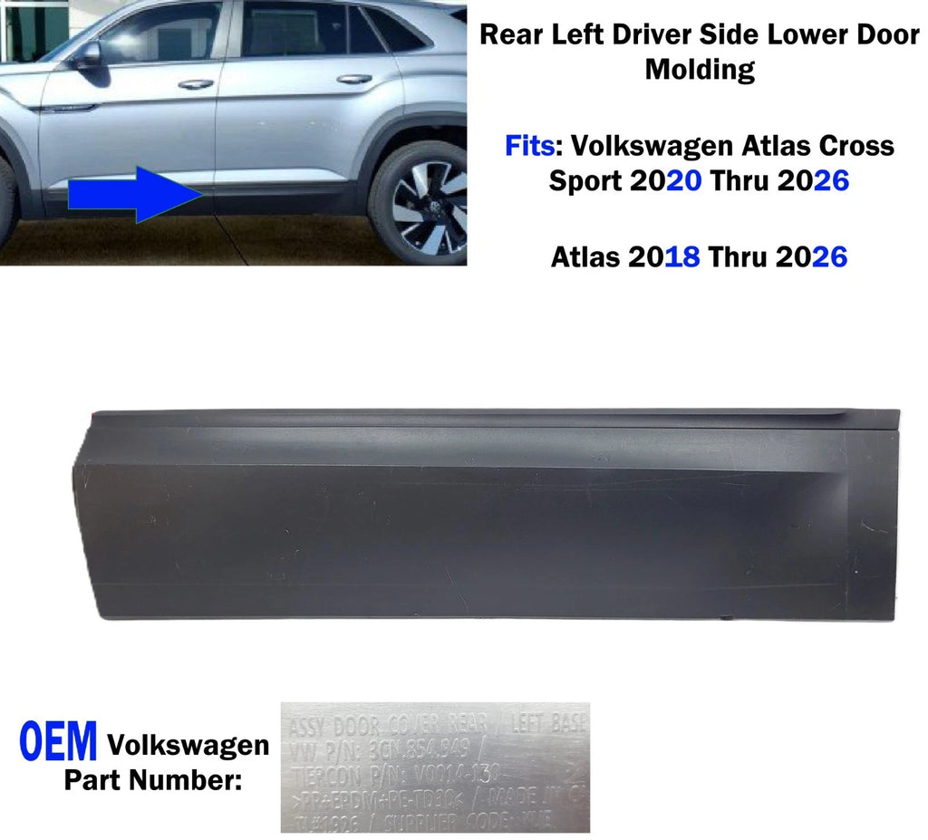 Left Rear Lower Door Molding for Volkswagen Atlas Cross Sport (2018–2026) 3CN854949F9B9