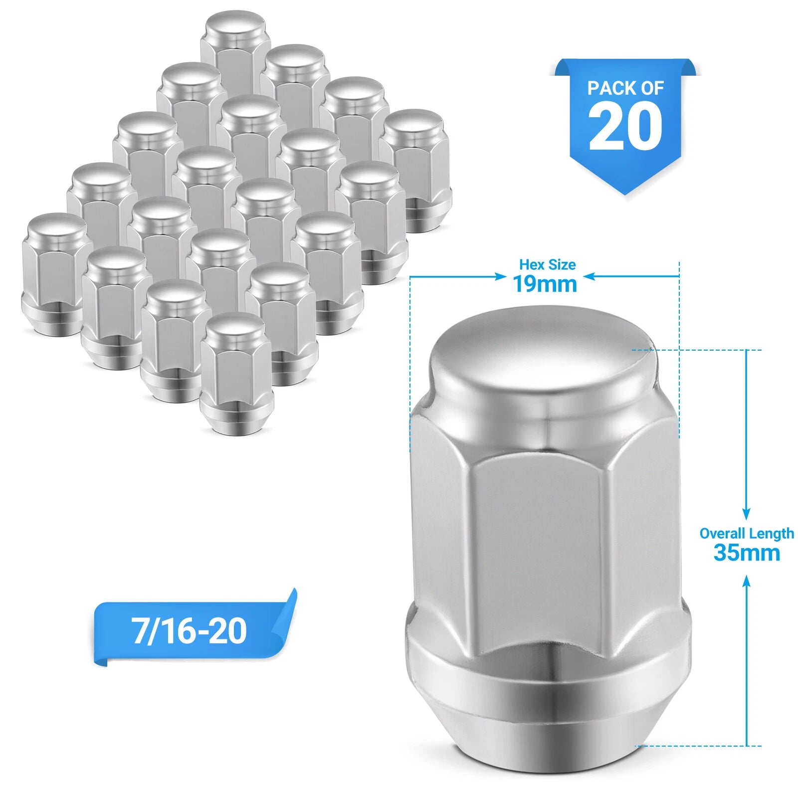 Acorn Wheel Lug Nut for Chevy Caprice Chevelle Camaro Malibu (2016–2020)