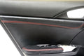 Front Door Armrest for Honda Civic Sedan (2016–2019) Vinyl Carbon Fiber Red Stitch