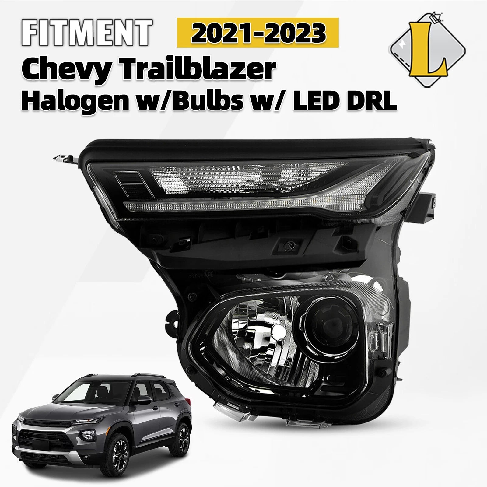 Halogen Projector Headlight Driver Left for Chevy Trailblazer (2021–2023)