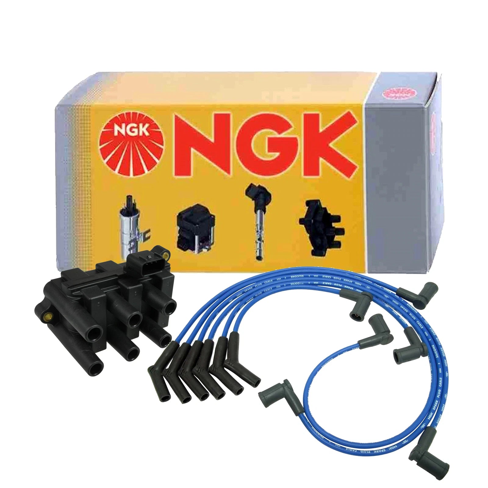 NGK Spark Plug Wires & DIS Ignition Coil Kit for Ford Taurus Mercury Sable (1996–2005)
