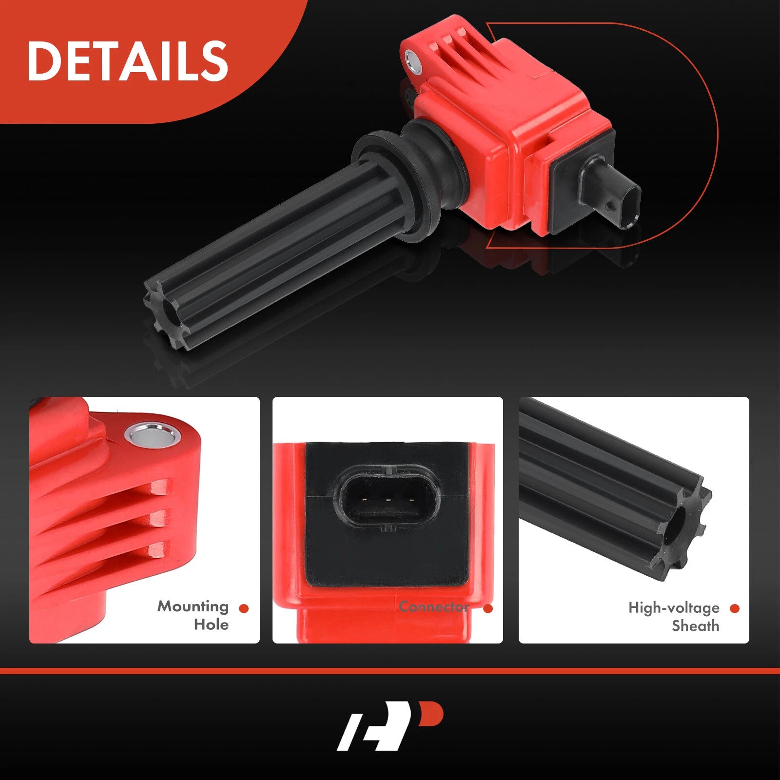 Set of 4 Red Ignition Coils for Ford Explorer (2012-2019)