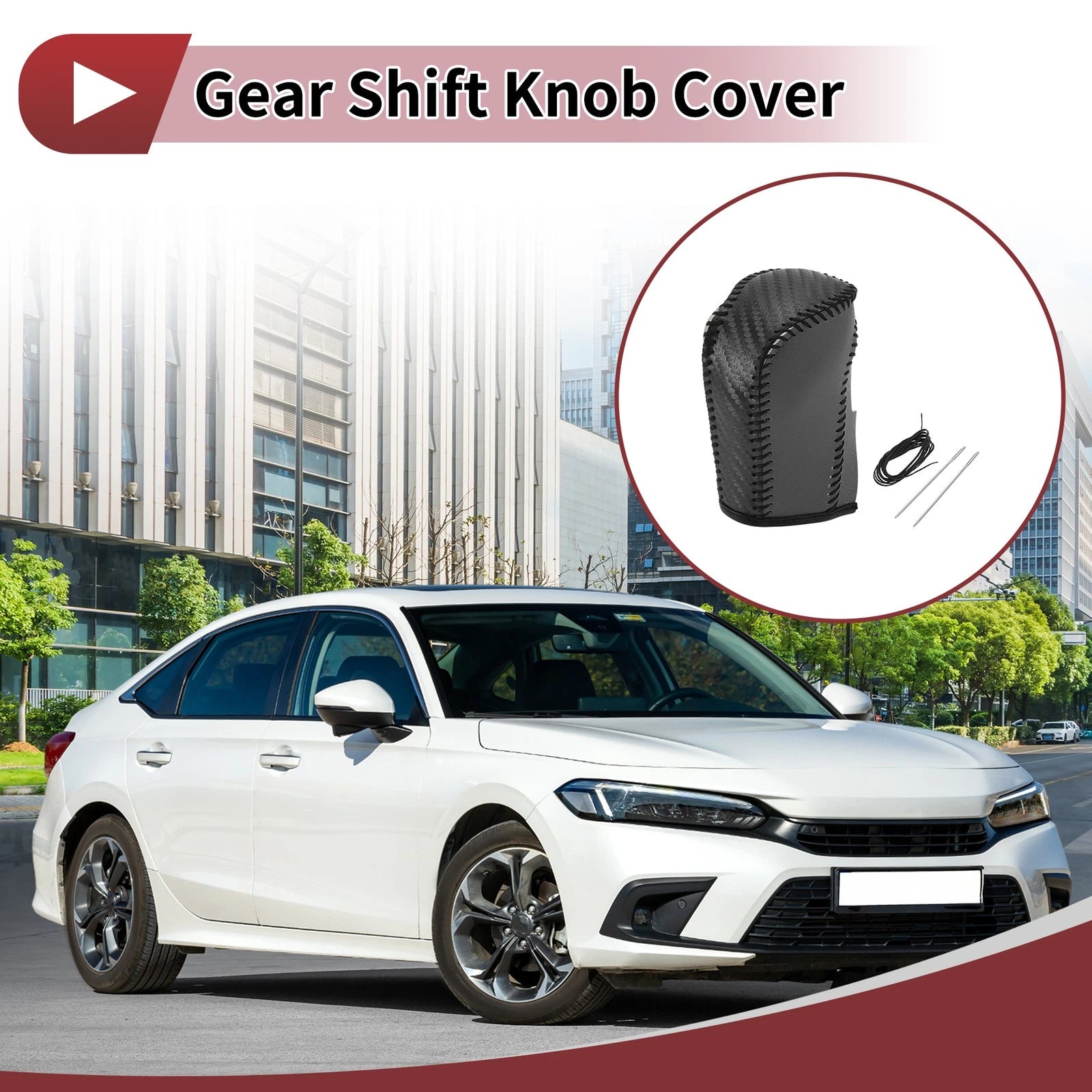 1 Pc Gear Shift Knob Cover for Honda CR-V (2023) Black Faux Leather