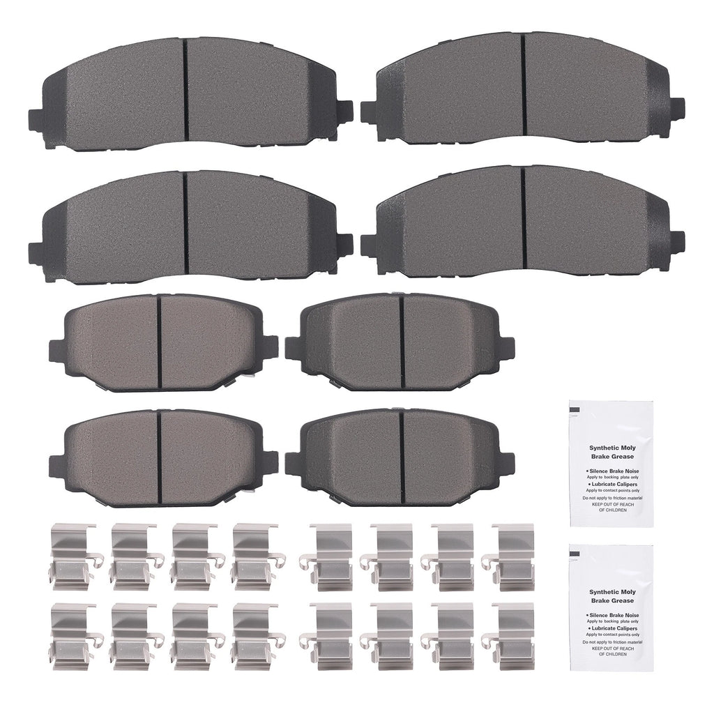 Front & Rear Brake Pads Kit for Dodge Grand Caravan/Journey (2012–2020) P1589 P1596