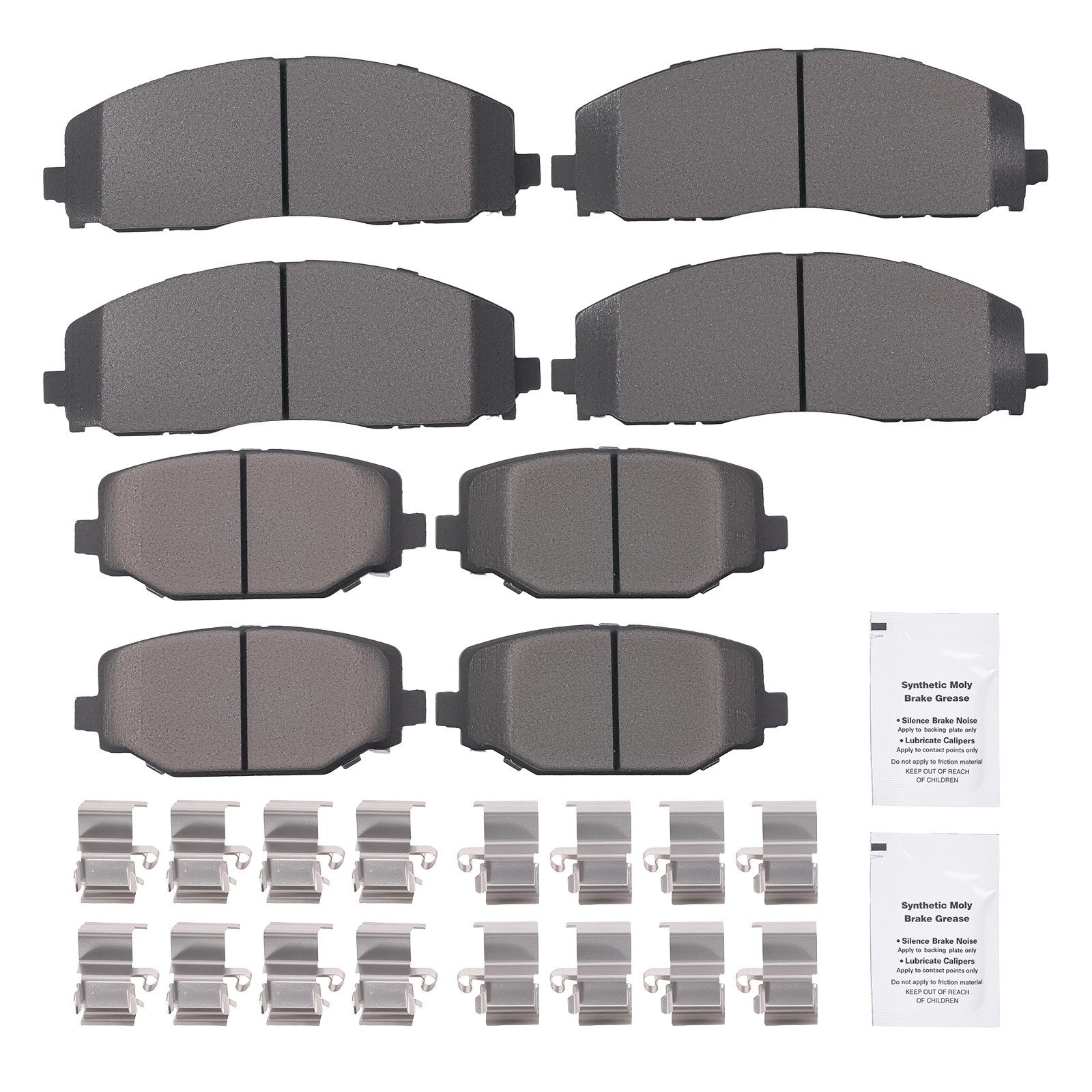 Front & Rear Brake Pads Kit for Dodge Grand Caravan/Journey (2012–2020) P1589 P1596
