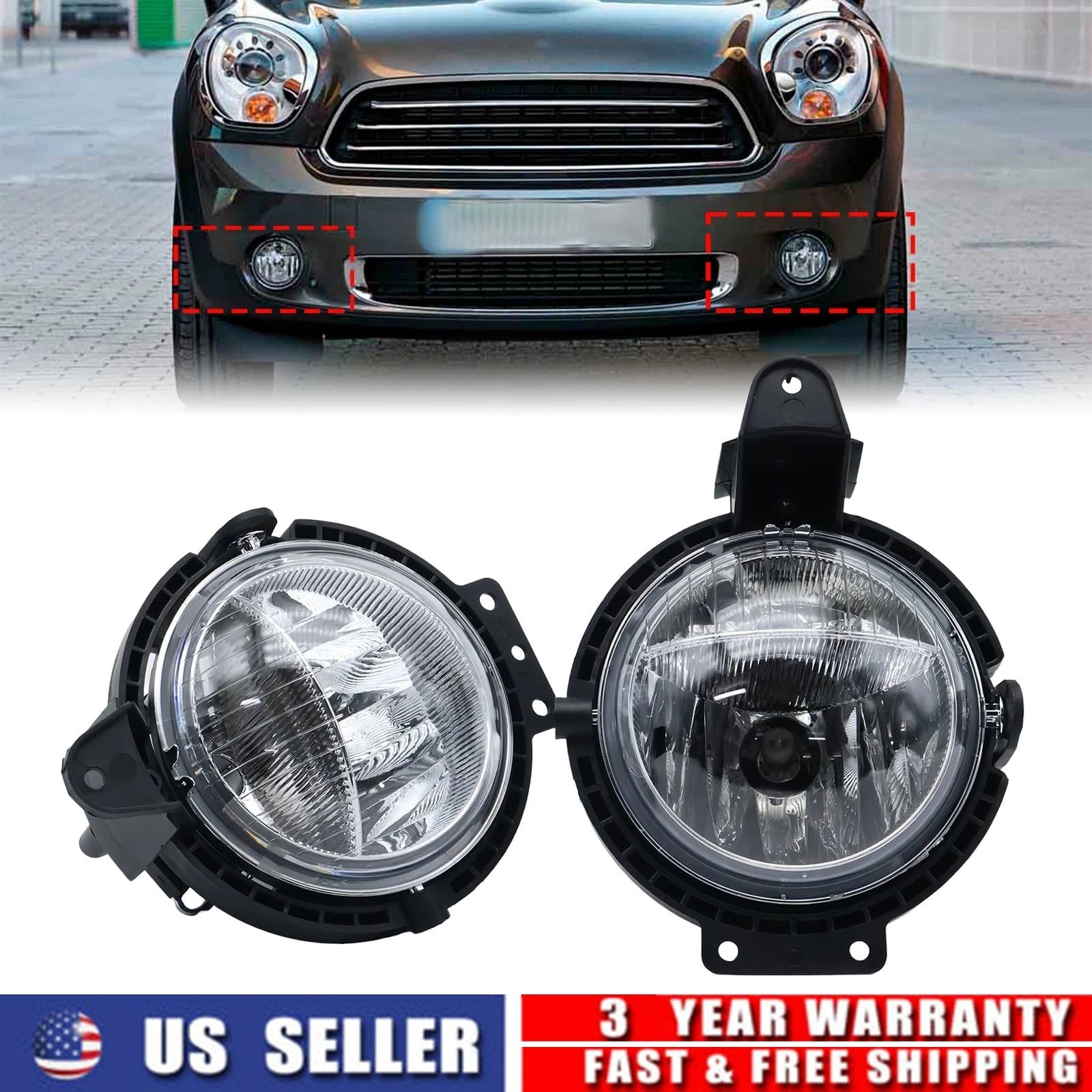 Fog Light Lamp Set Left & Right for BMW Mini Cooper R55 R56 R57 R58 R59 (2007)