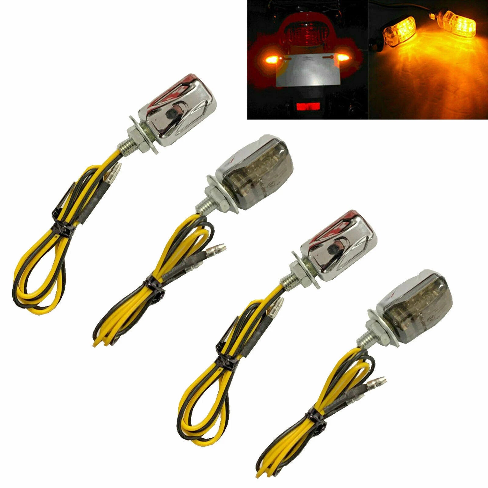 Set of 4 6mm LED Micro Mini Turn Signal Indicators for Motorcycle