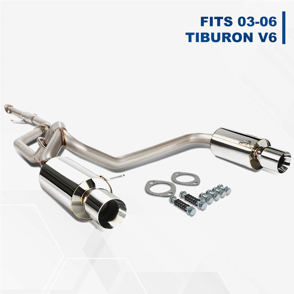 Dual Tip Catback Exhaust System Kit for Hyundai Tiburon V6 2.7L (2003–2006)