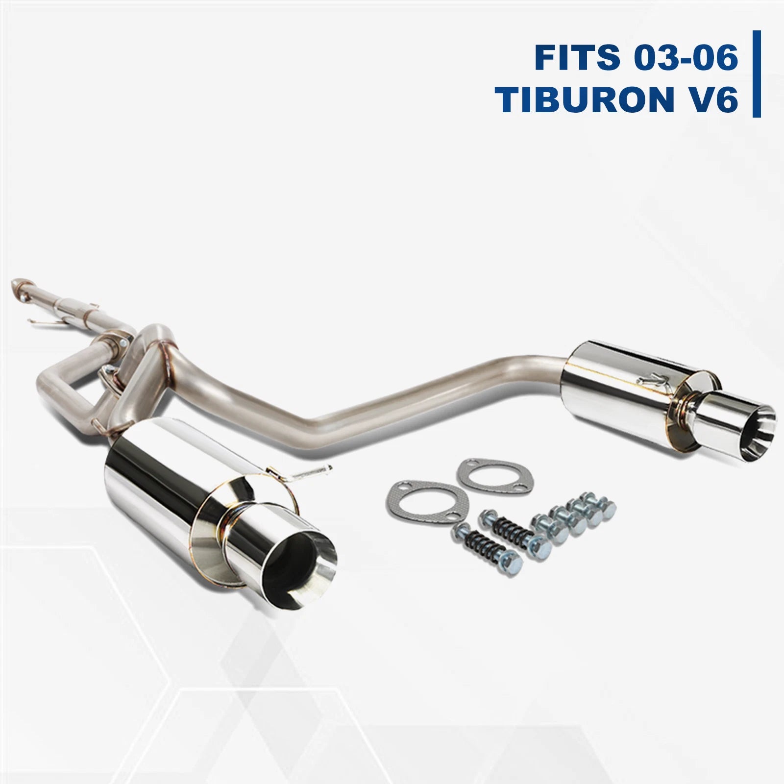 Dual Tip Catback Exhaust System Kit for Hyundai Tiburon V6 2.7L (2003–2006)
