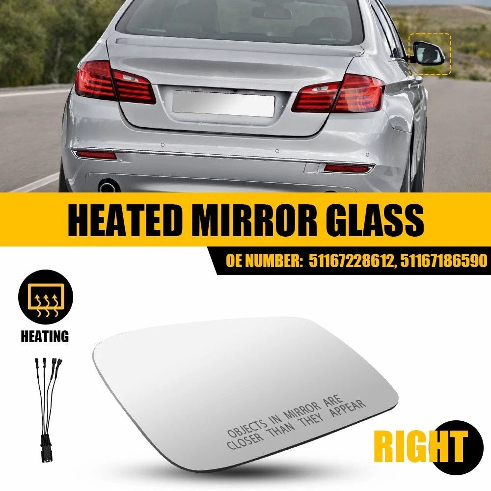 Right Heated Mirror Glass for BMW 528i 535d 550i 640i (2010–2016) 51167228612
