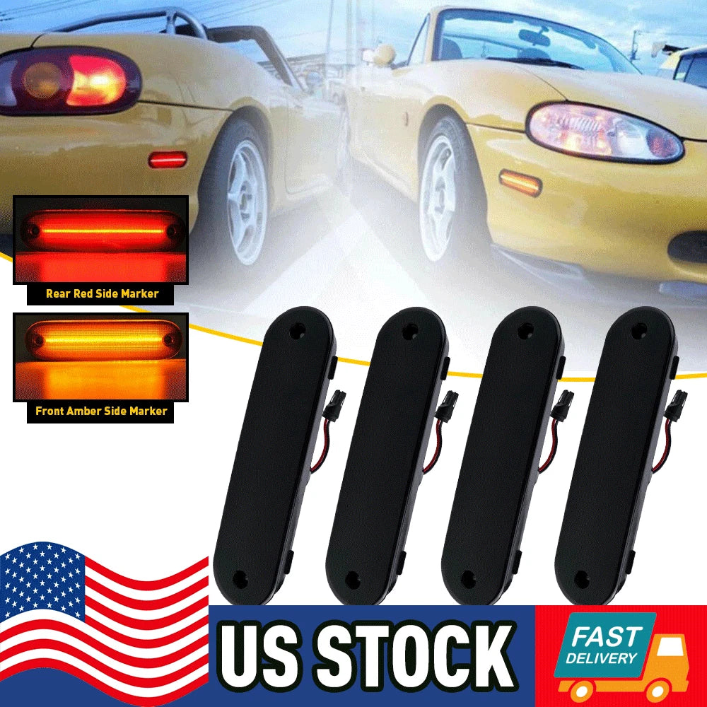Set of 4 Smoke LED Side Marker Lights for Mazda MX-5 Miata (1990–2005)