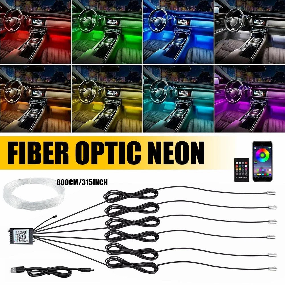 8M LED Neon Light Trim for Car Interior Ambient Lighting