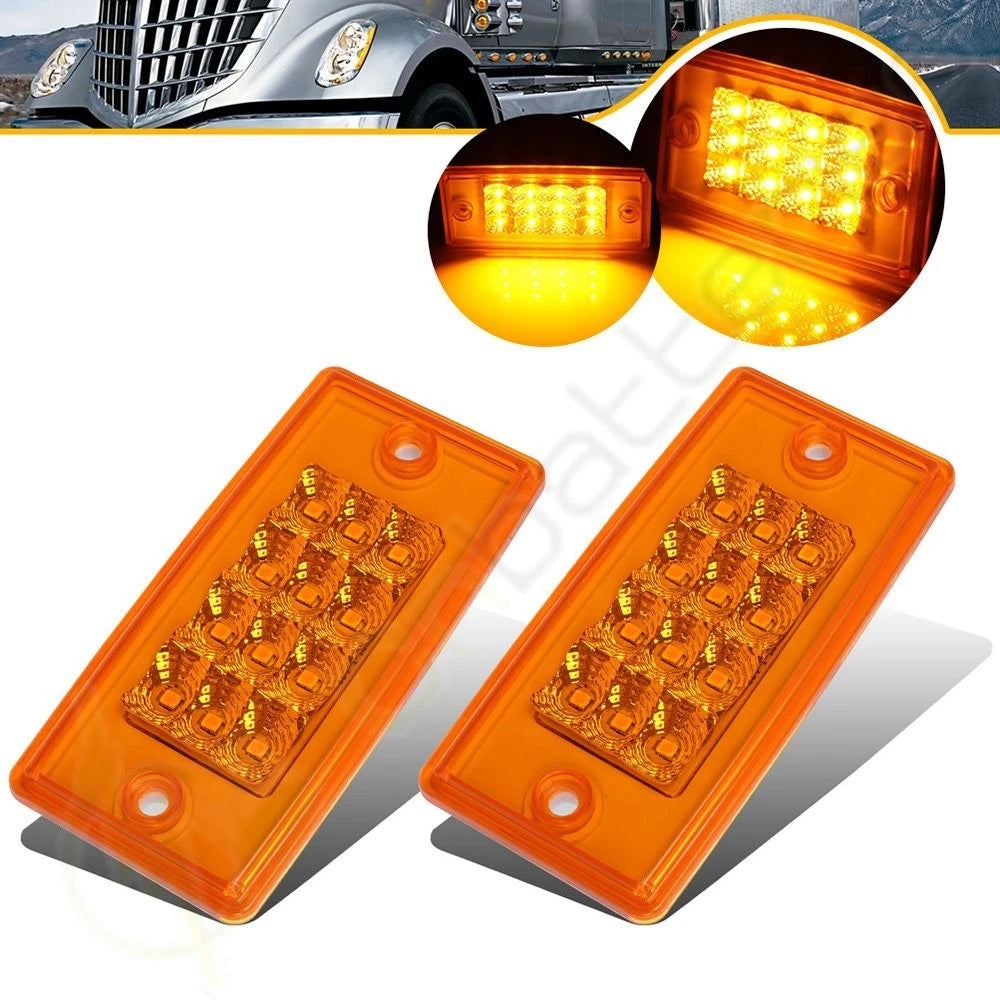 2pcs LED Amber Side Marker Turn Signal for Truck Trailer (12V)