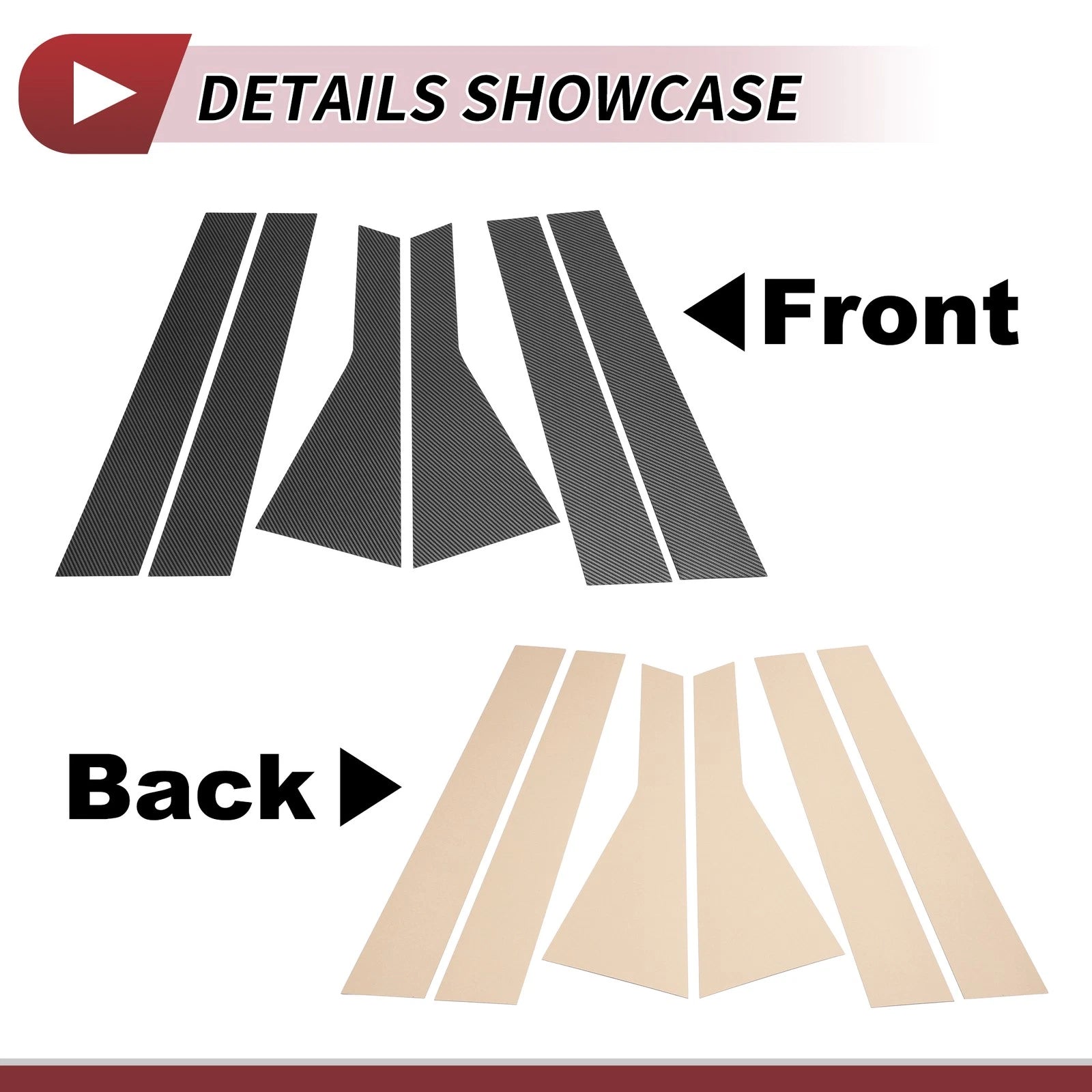 6 Pcs Door Pillar Window Trim for Nissan Rogue (2021–2023) Carbon Fiber