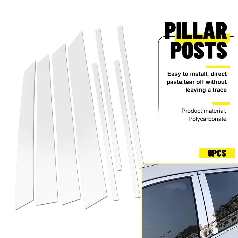 Set of 8 Chrome Pillar Posts for Toyota RAV4 (2019–2025) Door Trim Cover
