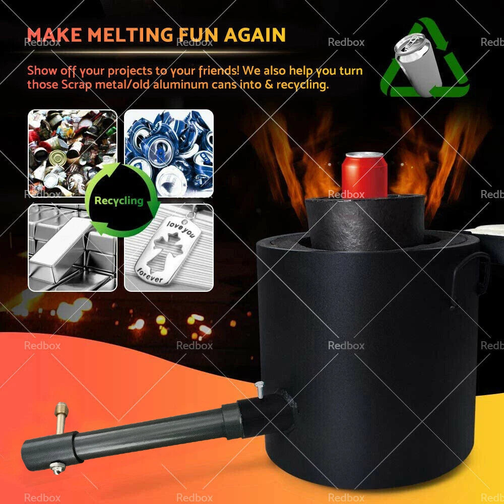 6KG Propane Melting Furnace for Copper Silver Aluminium + Graphite Mould