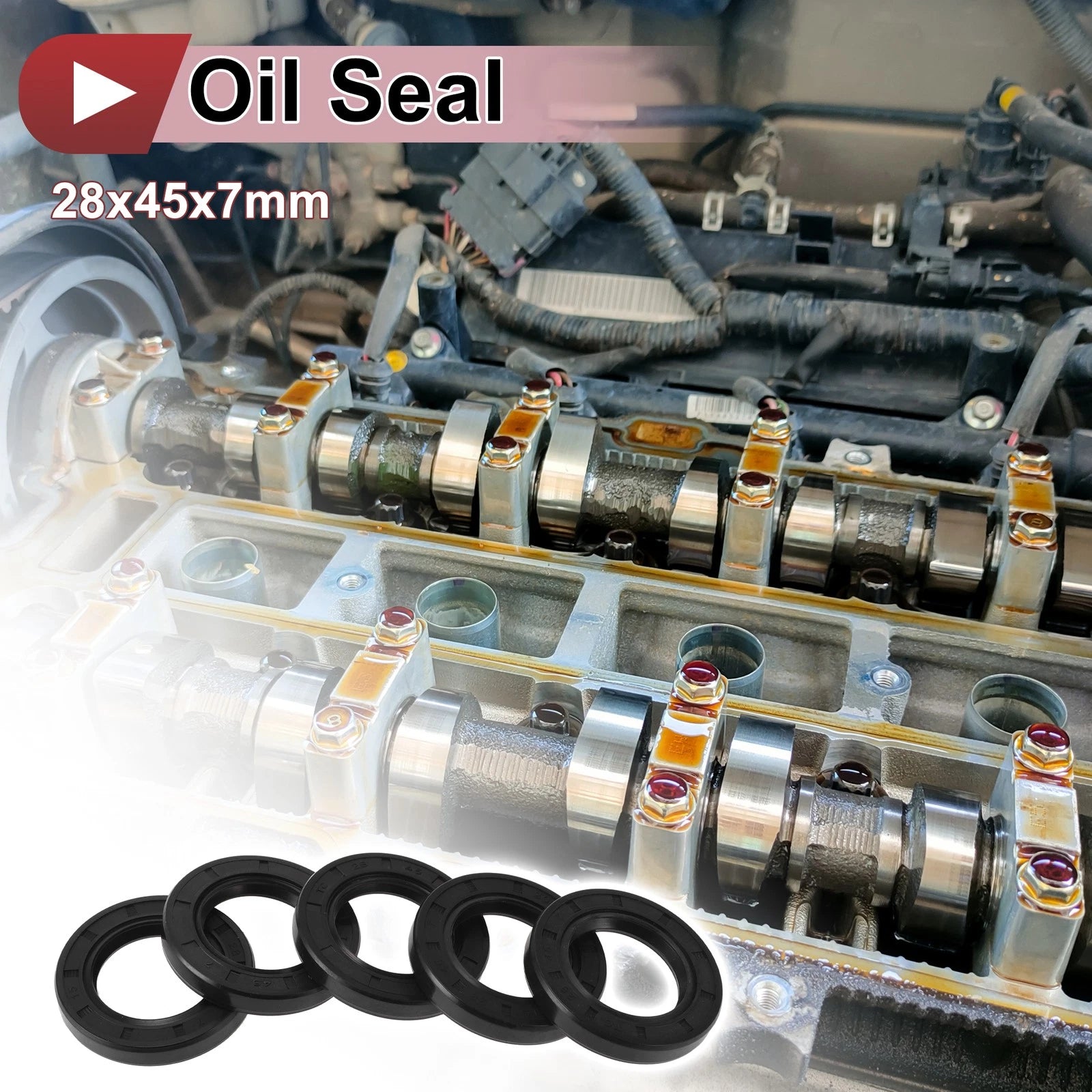 Set of 5 Rotary Shaft Oil Seals 28x45x7mm Nitrile Rubber 672668828434