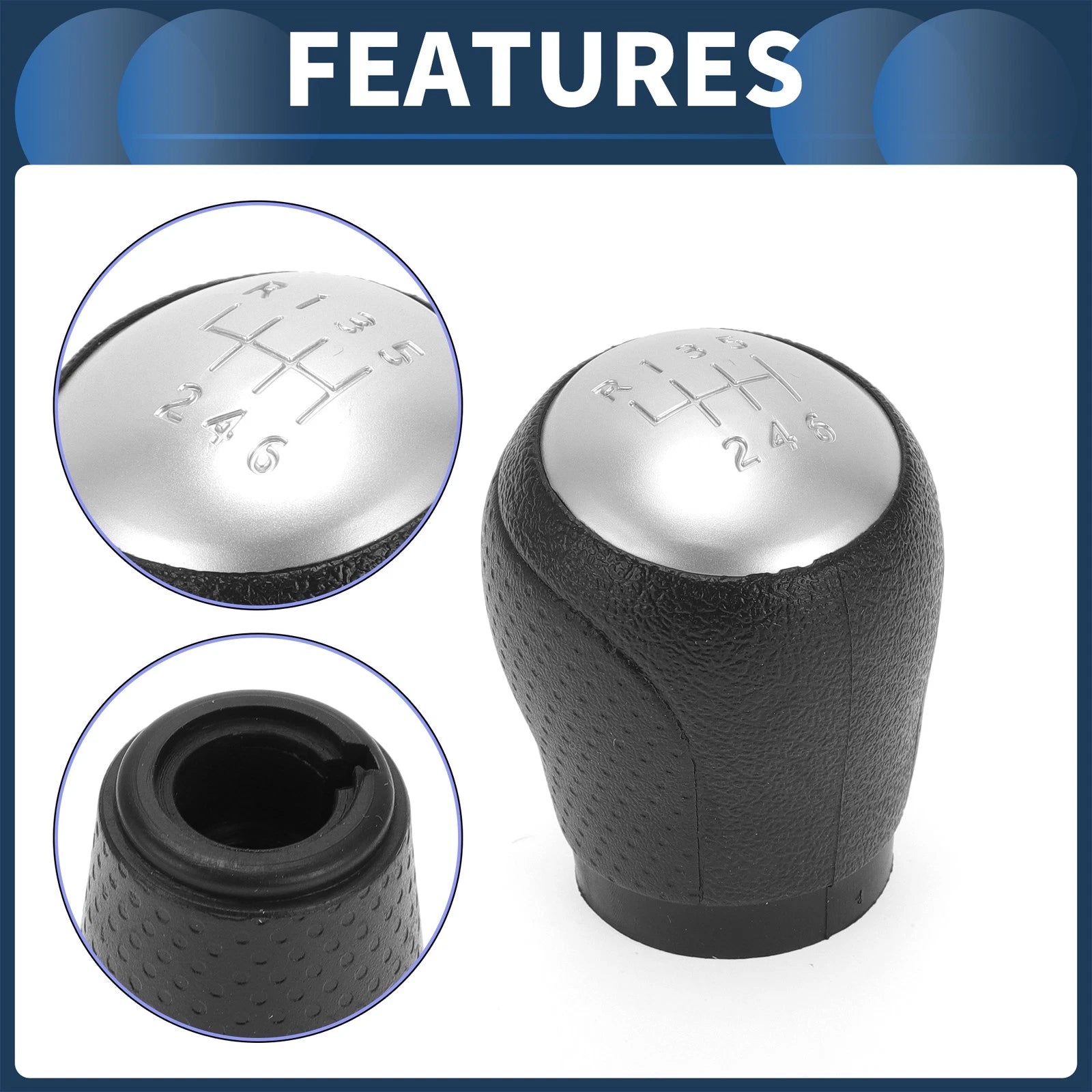 6 Speed Gear Shift Knob for Nissan Juke (2011–2013) Plastic Black Silver Tone