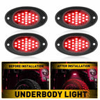 Set of 4 Red LED Underbody Neon Light Kit for Universal Vehicles (Waterproof)