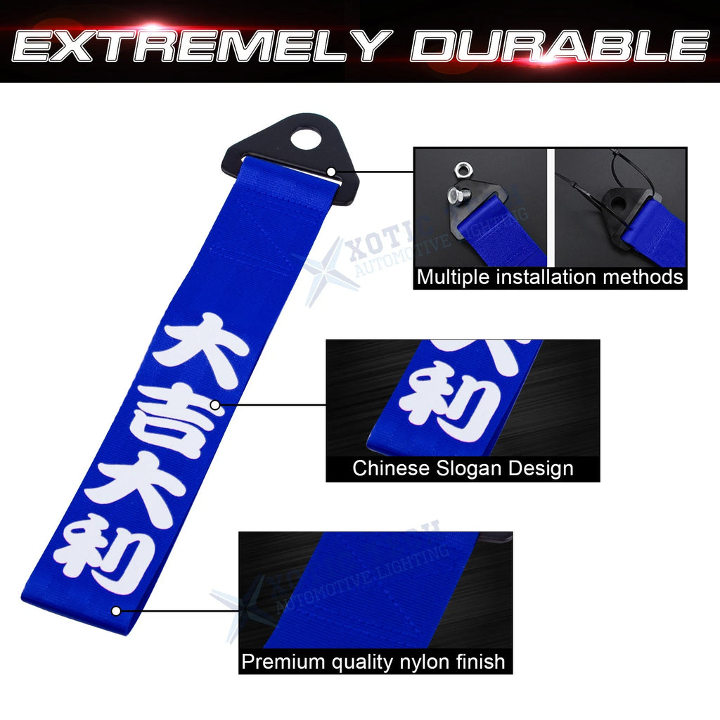 Racing Trailer Tow Strap Rocker Splitters Canard Diffuser Winglet Universal Fit (---)