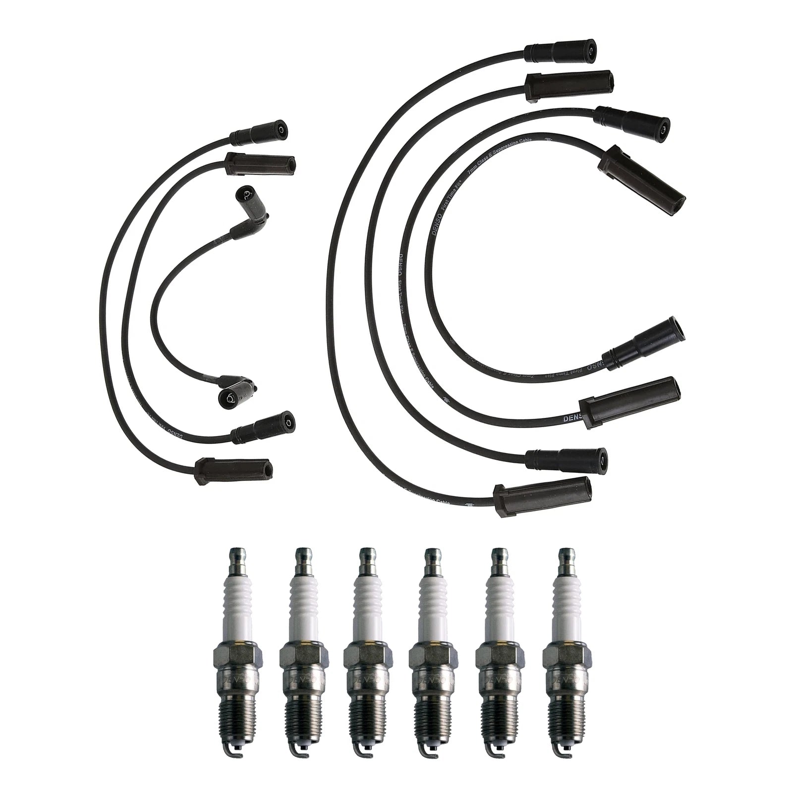 Denso 7mm Wire Set & 6 U-Groove Spark Plugs Kit for Silverado Sierra 1500