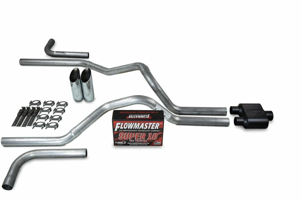 2.5" Dual Exhaust Kit for Ford F150 (2021–2025) - Flowmaster Super 10 Slash Tip