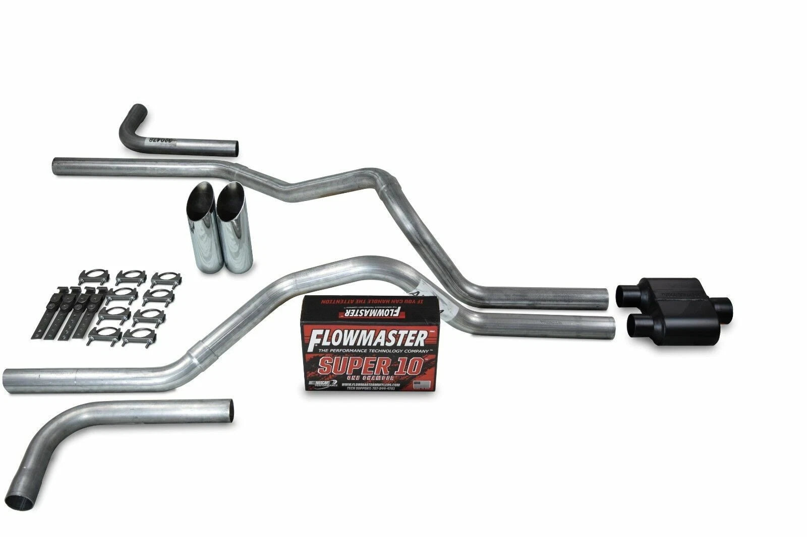 2.5" Dual Exhaust Kit for Ford F150 (2021–2025) - Flowmaster Super 10 Slash Tip