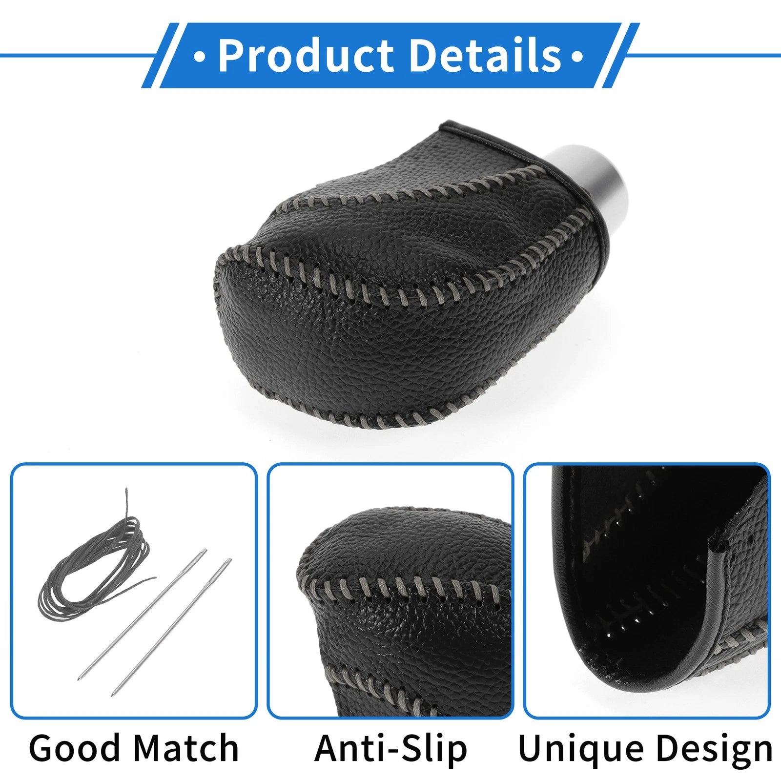 Set of 1 Gear Shift Knob Cover for Volkswagen Golf (2015–2019) Pebbled Black Grey