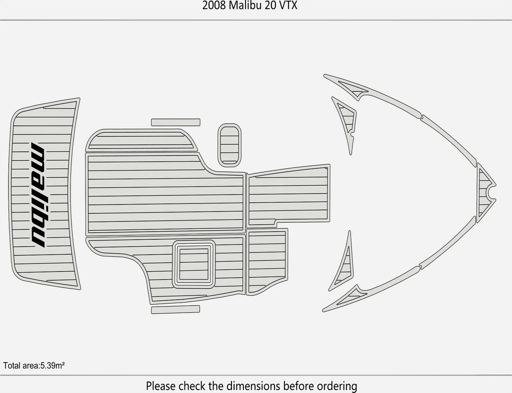 EVA Foam Pads for Malibu 20 VTX (2008) - Cockpit Swim Platform Teak Deck Mat