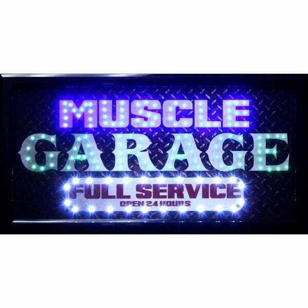 LED Lighted Sign for Muscle Garage (Shop Decor)