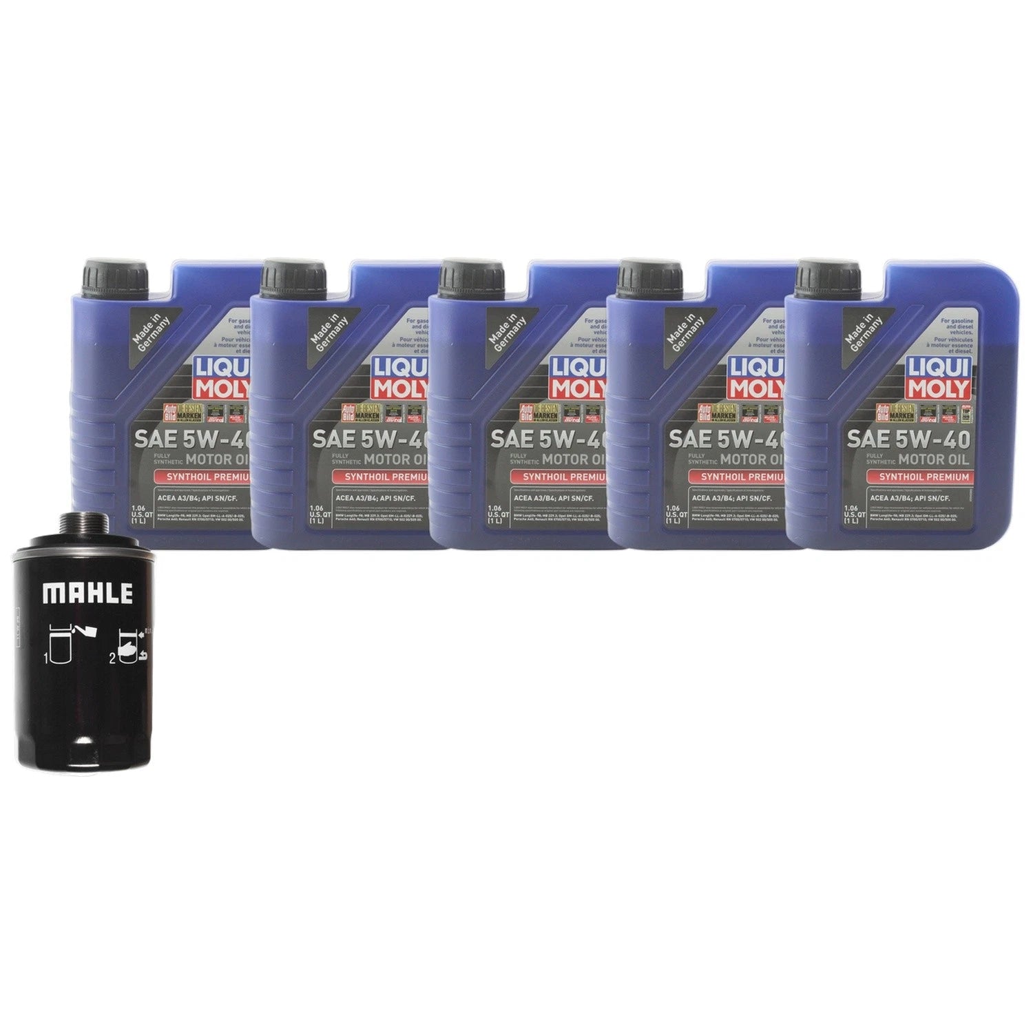 5L Liqui Moly Synthoil Premium 5W-40 Engine Oil Change Kit for A3 Eos (2006–2012)