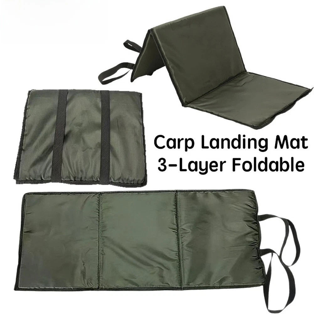 3-Layer Carp Landing Mat 80cm x 35cm for Fishing (Portable, Green)