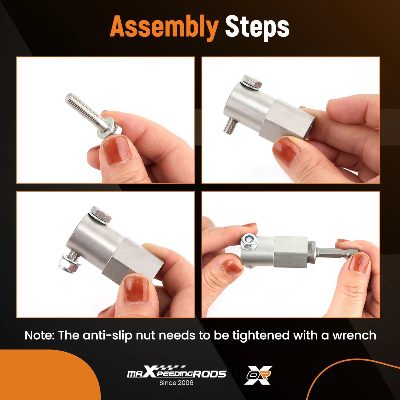 Stainless Steel Top Wind Trailer Jack Crank Handle Cordless Drill Adapter
