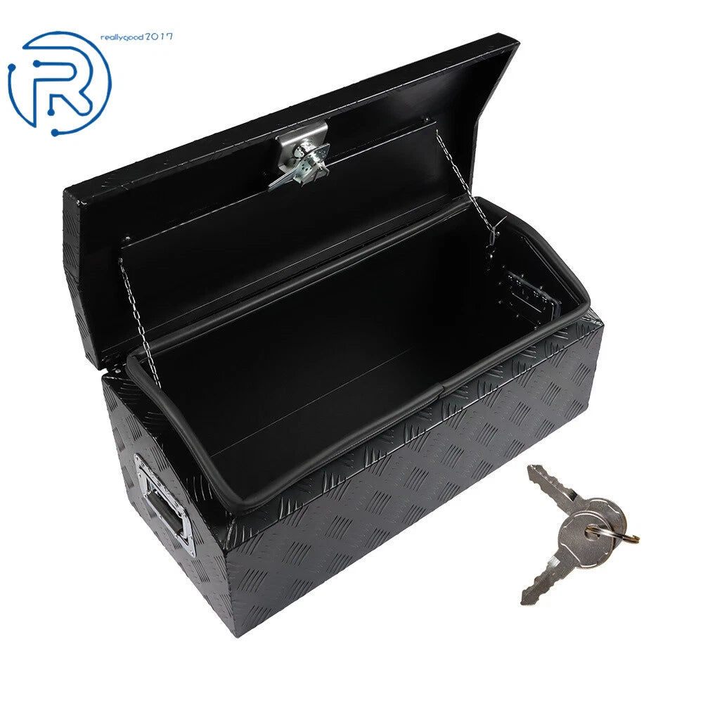 30" x 13" x 13" Black Aluminum Tool Box for Trailer Pickup Truck 