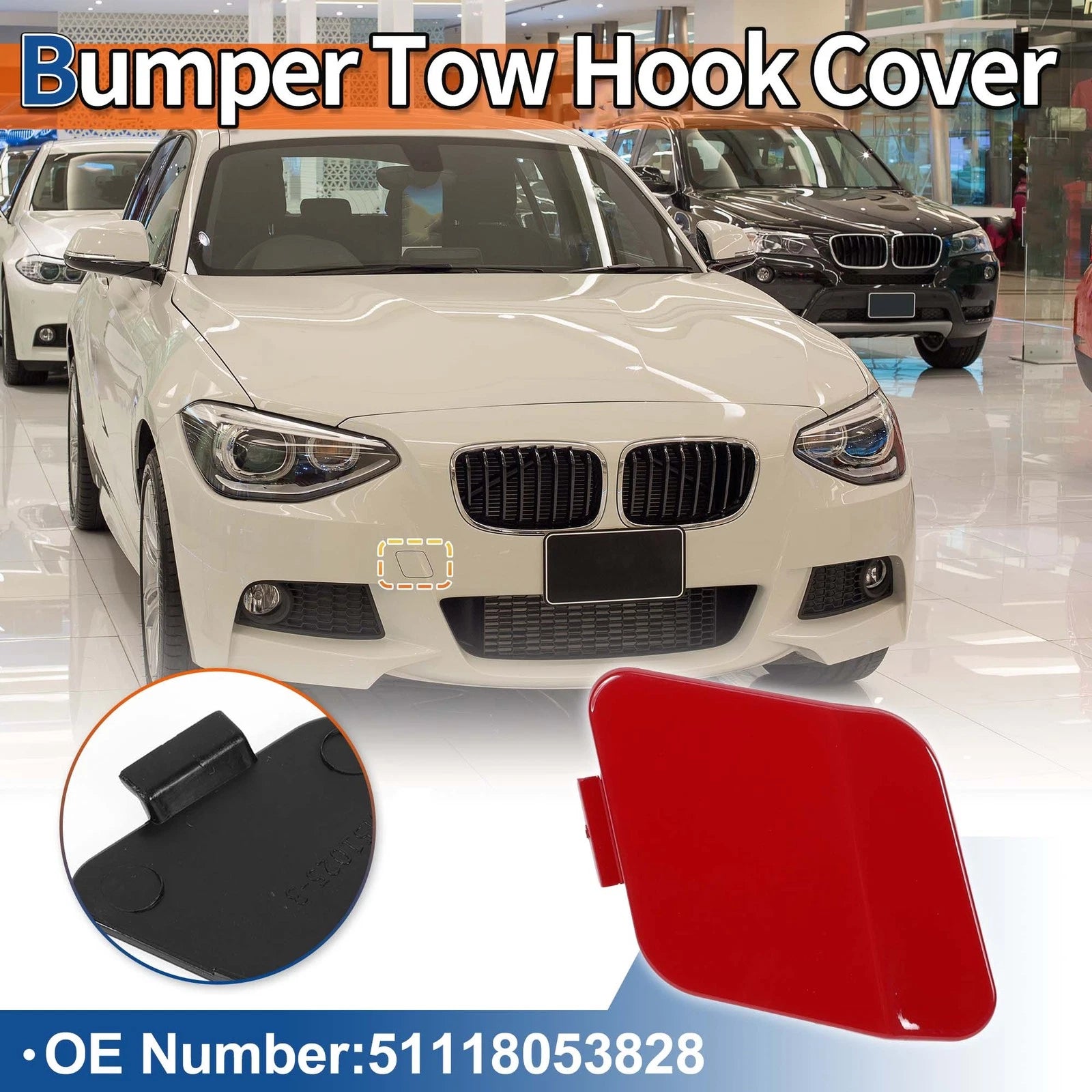 Tow Hook Cover for BMW 114i (2012–2014) No. 51118053828 Crimson Red