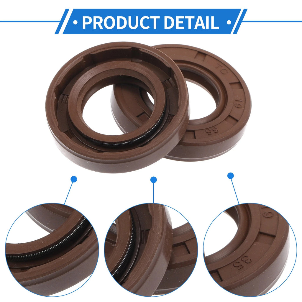 Set of 2 Oil Seal Rotary Shaft Seal FKM Rubber 19x35x7mm