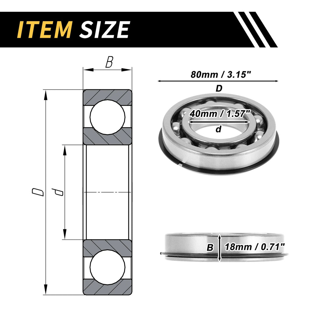 6208NR Deep Groove Ball Bearing for Scooter Skateboard (40x80x18mm)