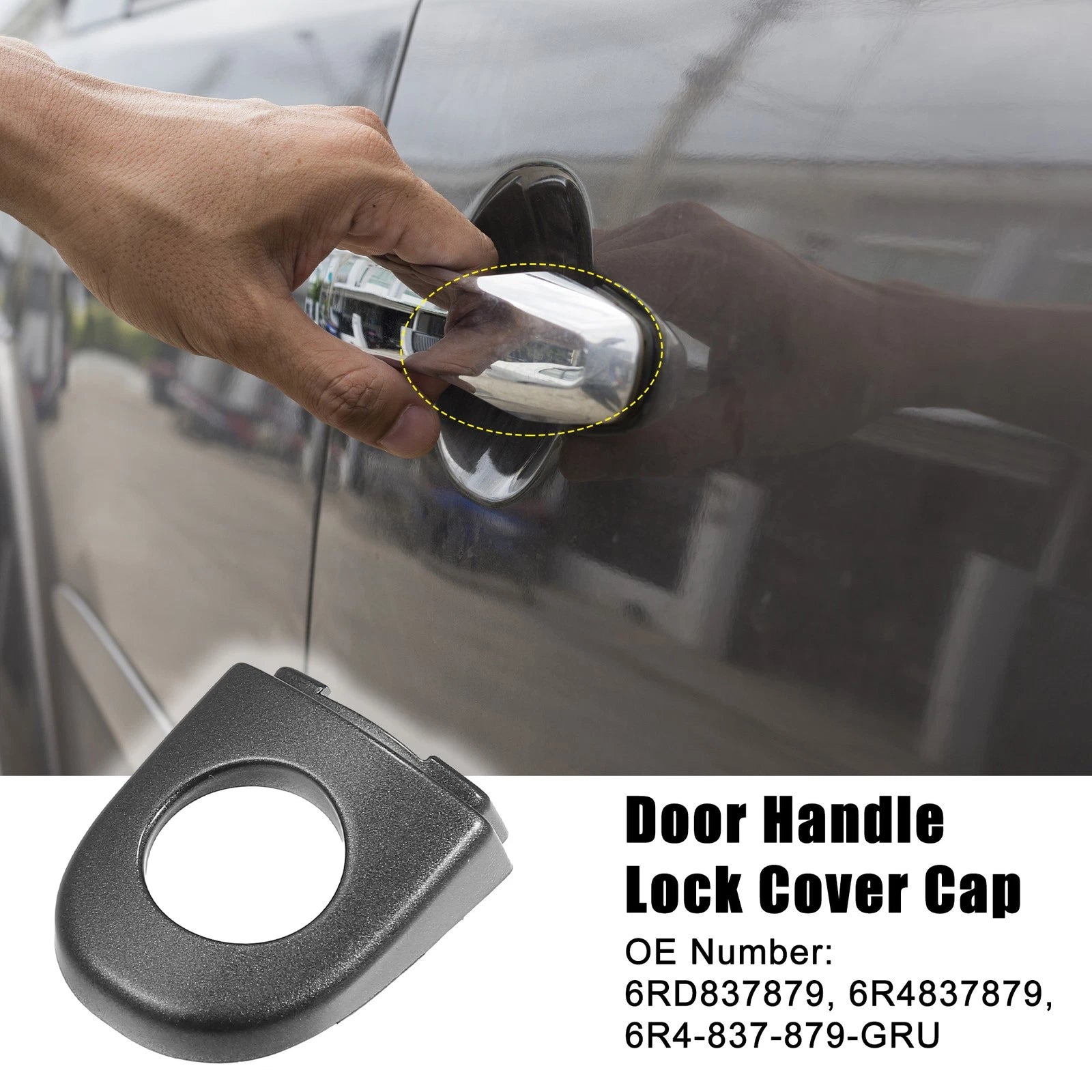 Front Left Door Handle Lock Cover Cap for Volkswagen Jetta (2011–2016) Gray