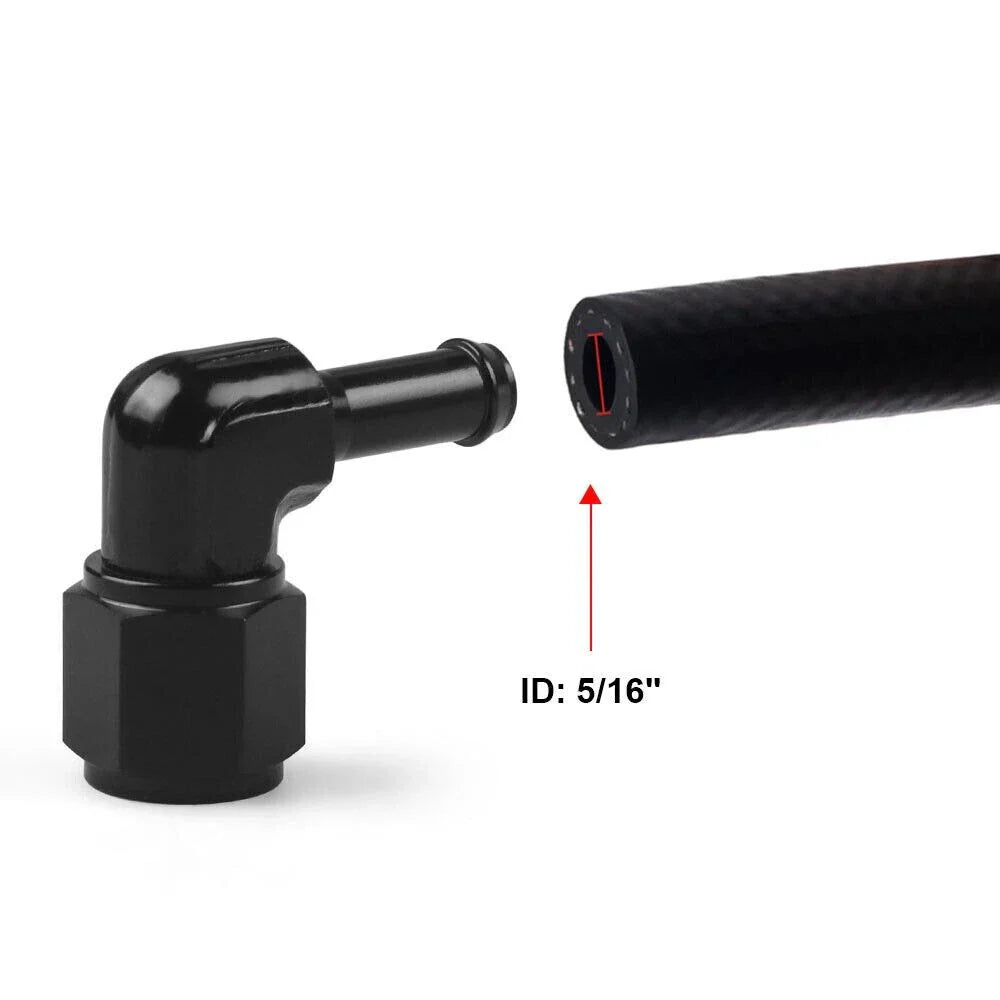 Fitting Adapter Fuel Hose 6AN Female 90 Degree AN6 to 5/16