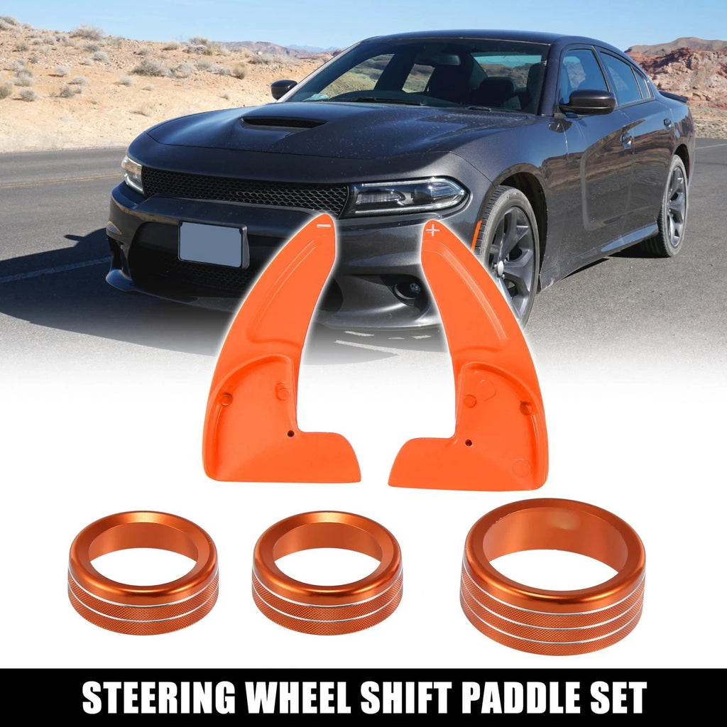 Orange Interior Paddle Shifter AC Volume Knob Cover Ring Trim for Dodge Charger (2011–2023) 745065577936