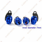 Blue Aluminum Bomb-Style Wheel Tire Valve Cap for Car (-)