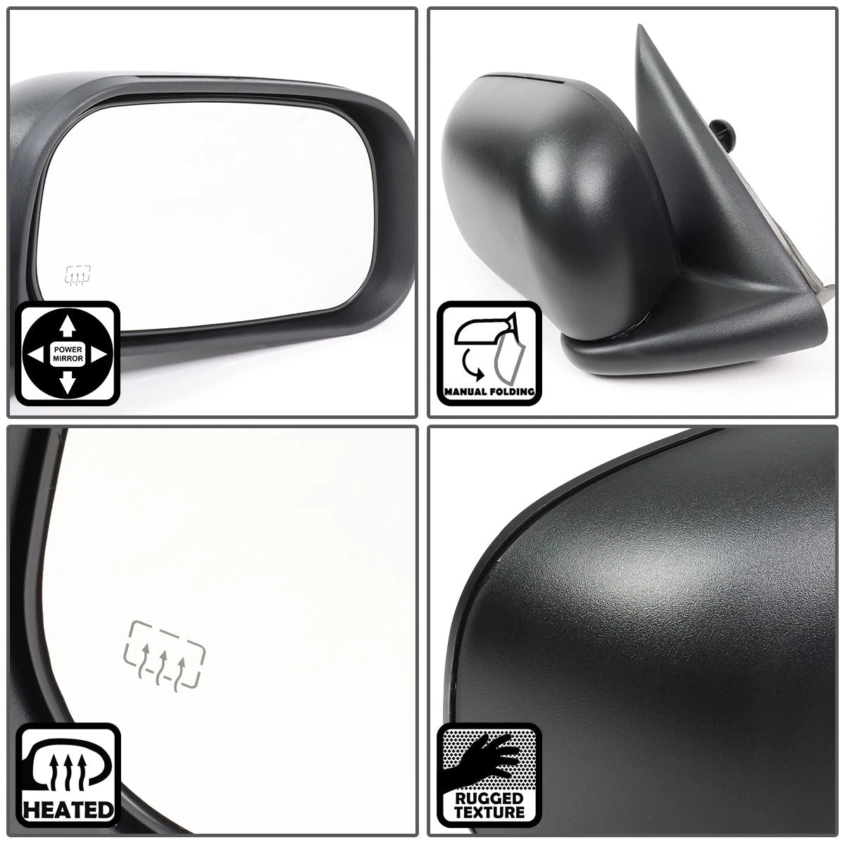 Right Side Door Mirror for Dodge Dakota (2005–2011) OE Style, Powered, Heated