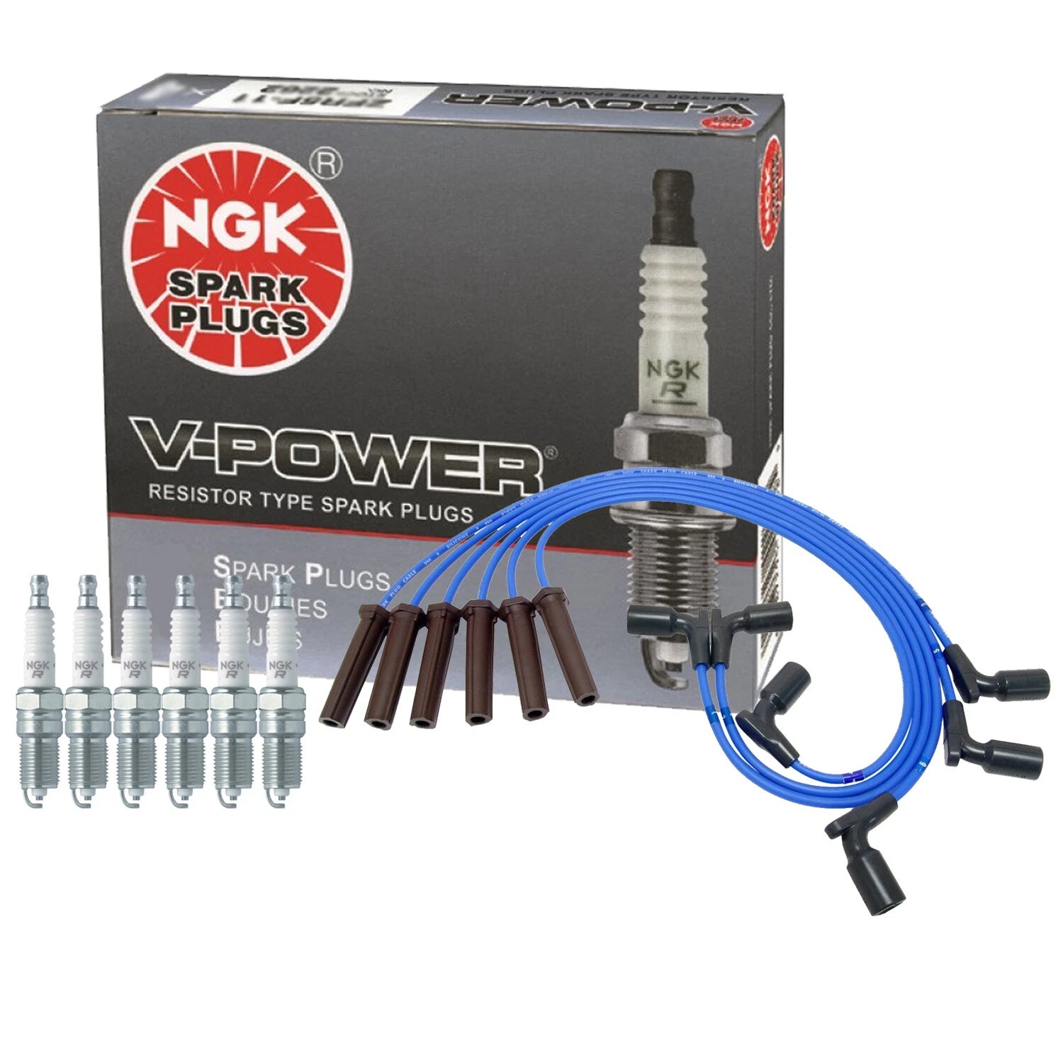 NGK 6 V-Power Spark Plugs Kit for Chevrolet GMC 4.3 V6 (1996–2002)