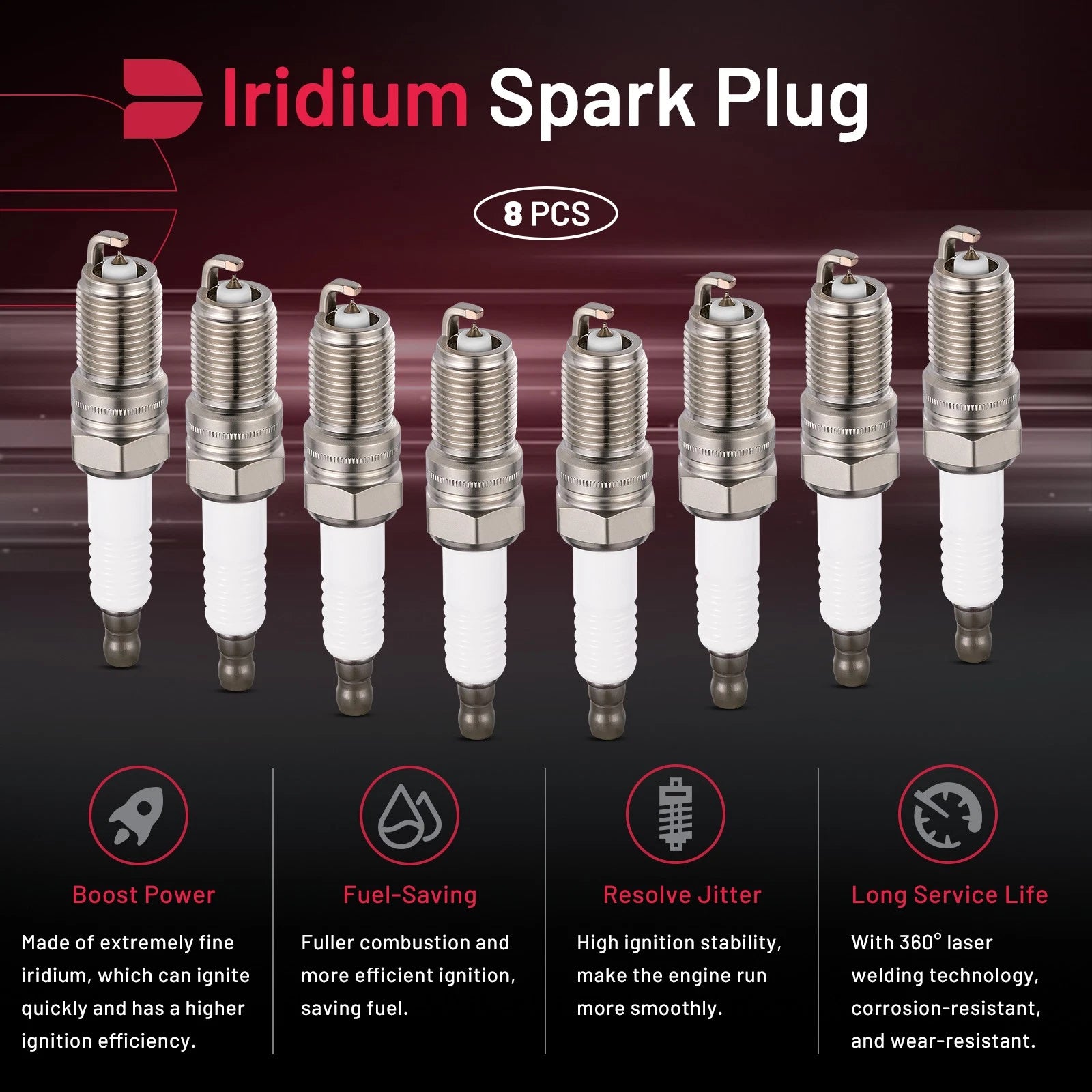 8PCS Iridium Spark Plugs for Chevy Silverado 1500 5.3L V8 (1999–2011)
