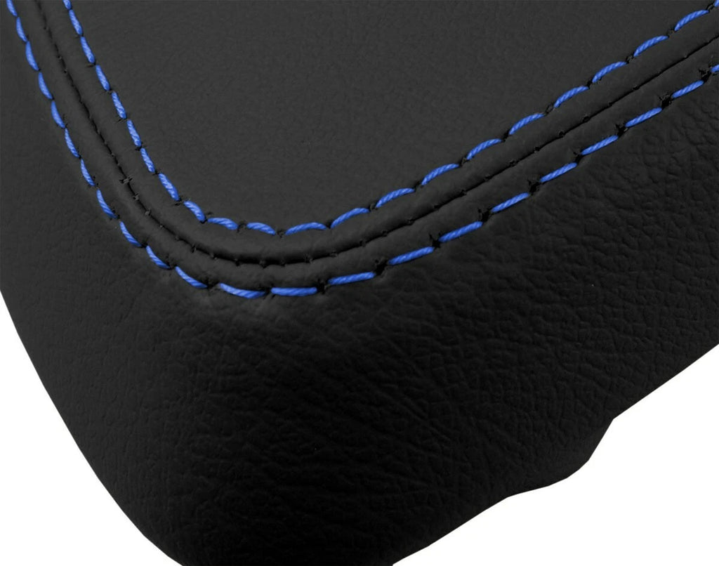 Console Lid Pull Over Cover Leather for Toyota Yaris (2008–2011) Blue Stitch