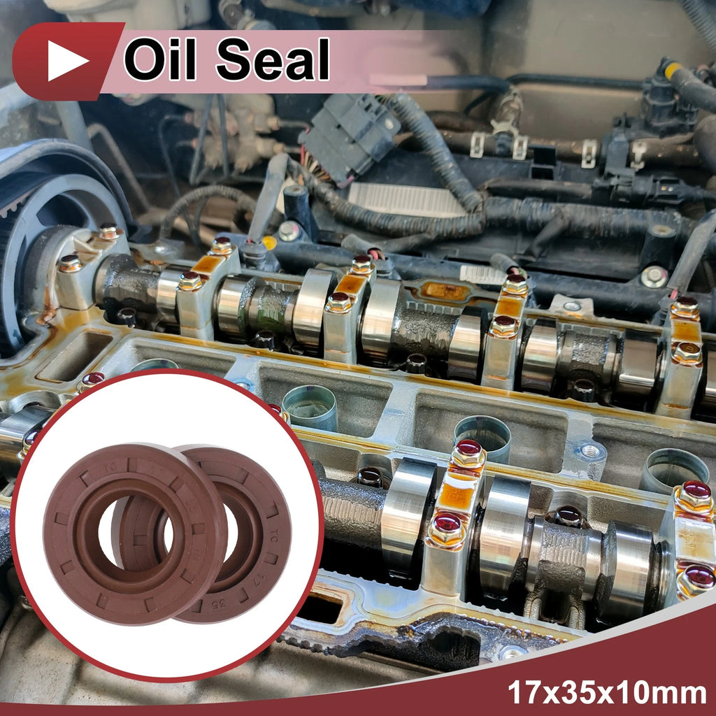 2X Oil Seal Rotary Shaft Seal FKM Rubber 17x35x10mm for Various Models
