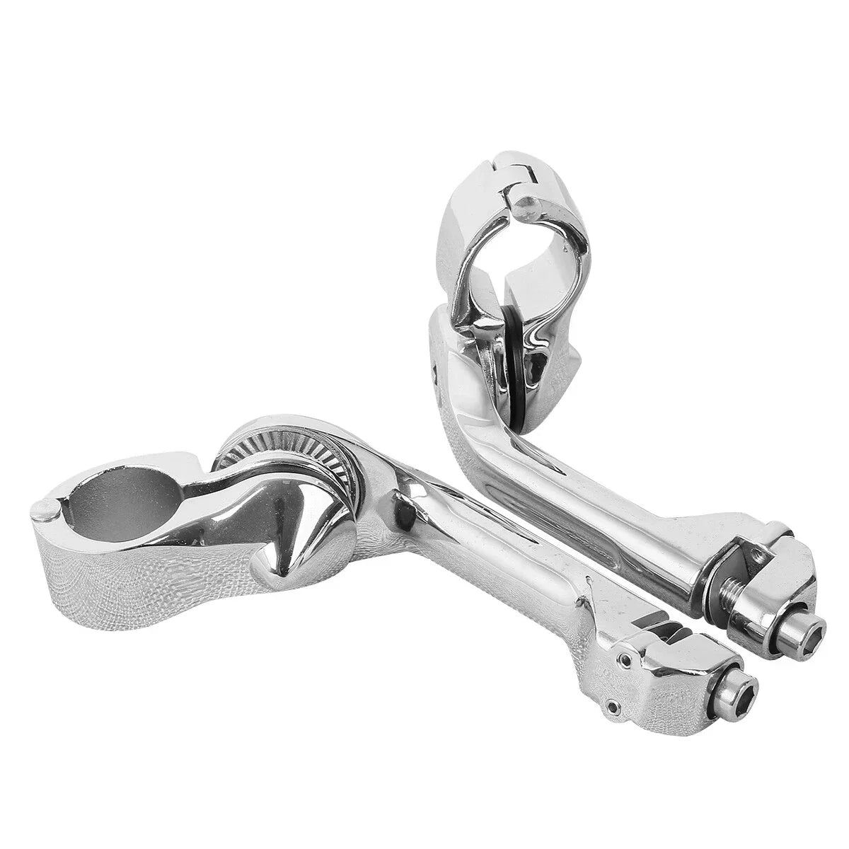 Chrome Long Angled Highway Crash Bar Foot Peg Mounts for Harley Touring
