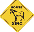 Caution Horse Crossing Sign for Man Cave Decor (Plastic)