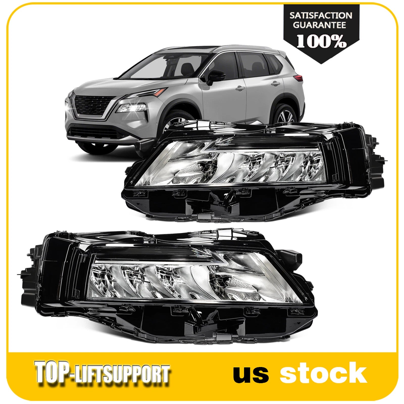 Pair LED Headlight Assembly for Nissan Rogue SV SL (2021–2025)